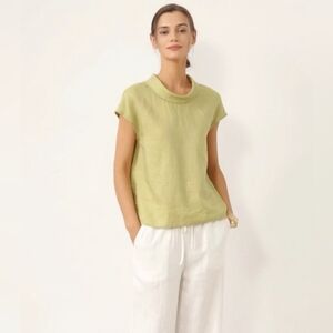 NWT LINTICO Sage Green Sleeveless 100% Linen Top Large